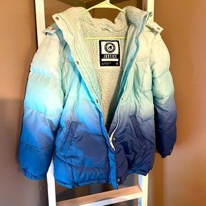 Justice Ombre Teal to Navy Girls' Sherpa Lined Puffer Jacket